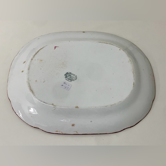 19th Century Antique Gaudy Welsh Oyster Pattern Allertons Marked Serving Platter - Picture 9 of 16